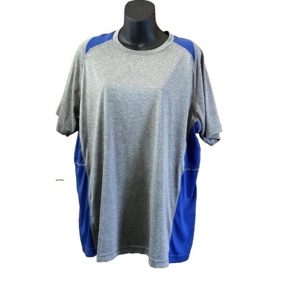 Sport-Tek Unisex Performance T-Shirt – Gray w/ Blue Panels – Size L or XL